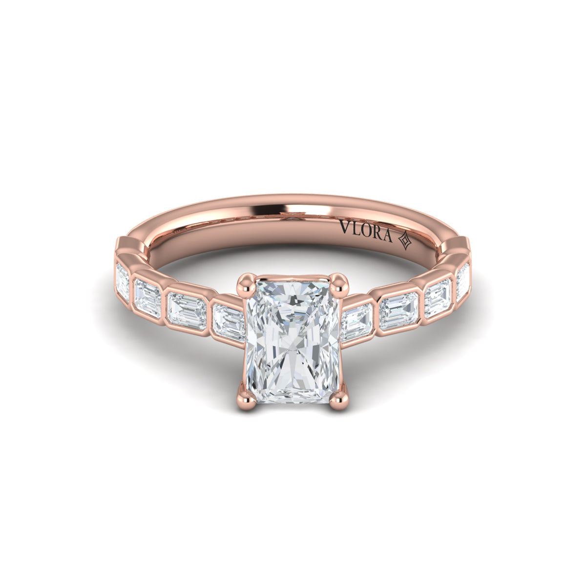 18kt Rose Gold Emerald Cut Diamond Ring