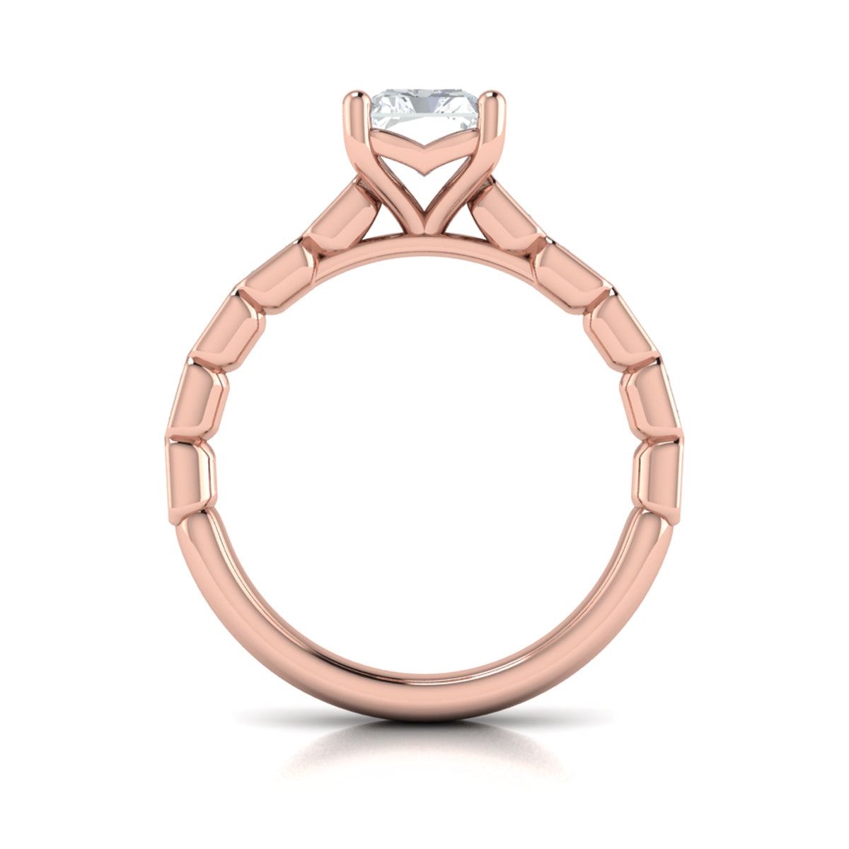 18kt Rose Gold Emerald Cut Diamond Ring