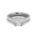 14K White Gold Emerald Cut Diamond Bezel Engagement Ring