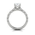14K White Gold Emerald Cut Diamond Bezel Engagement Ring