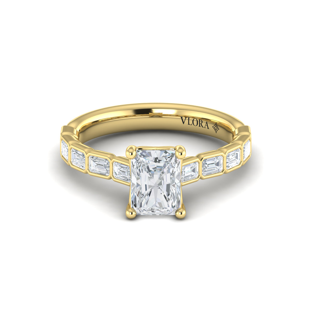 18kt Yellow Gold Emerald Cut Diamond Engagement Ring