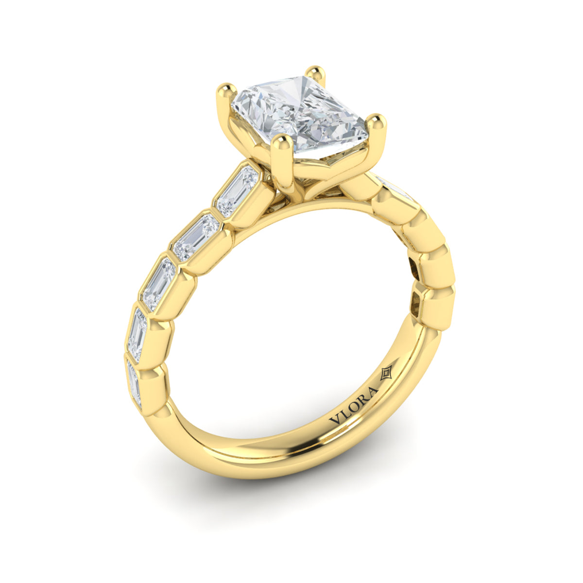 18kt Yellow Gold Emerald Cut Diamond Engagement Ring
