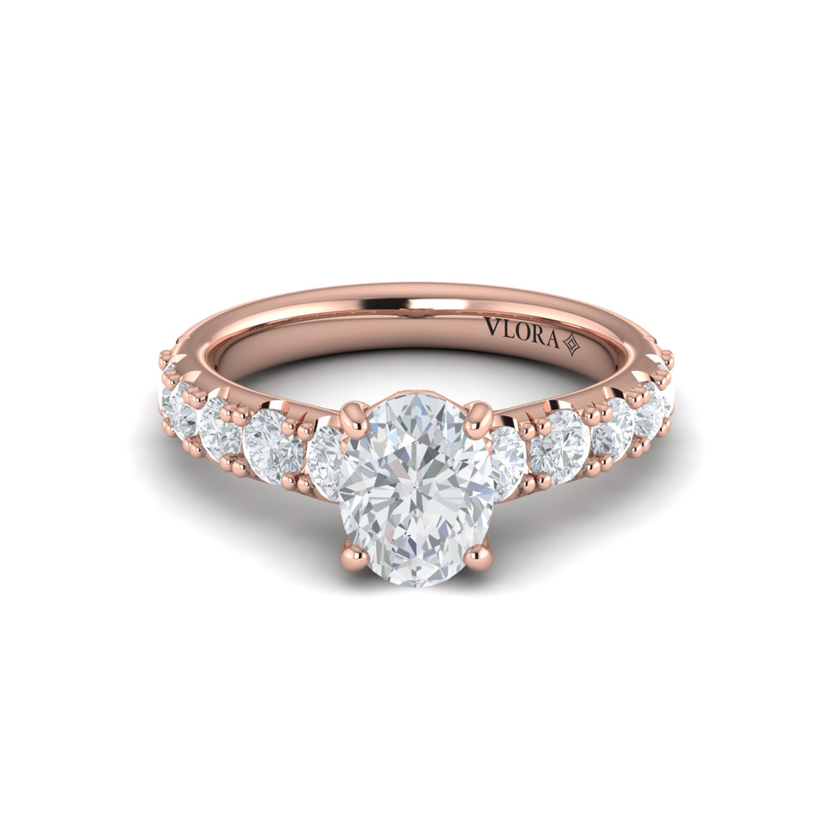 14kt Rose Gold Oval Diamond Classic Engagement Ring