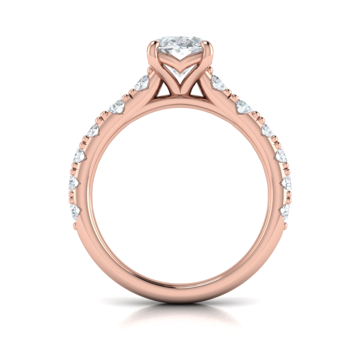 14kt Rose Gold Oval Diamond Classic Engagement Ring