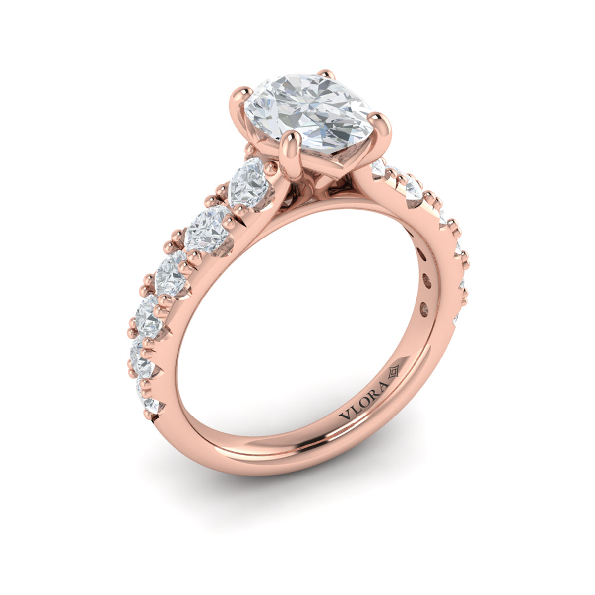 14kt Rose Gold Oval Diamond Classic Engagement Ring