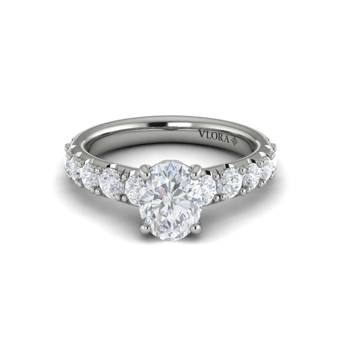 14K White Gold Oval Diamond Womens Engagement Ring