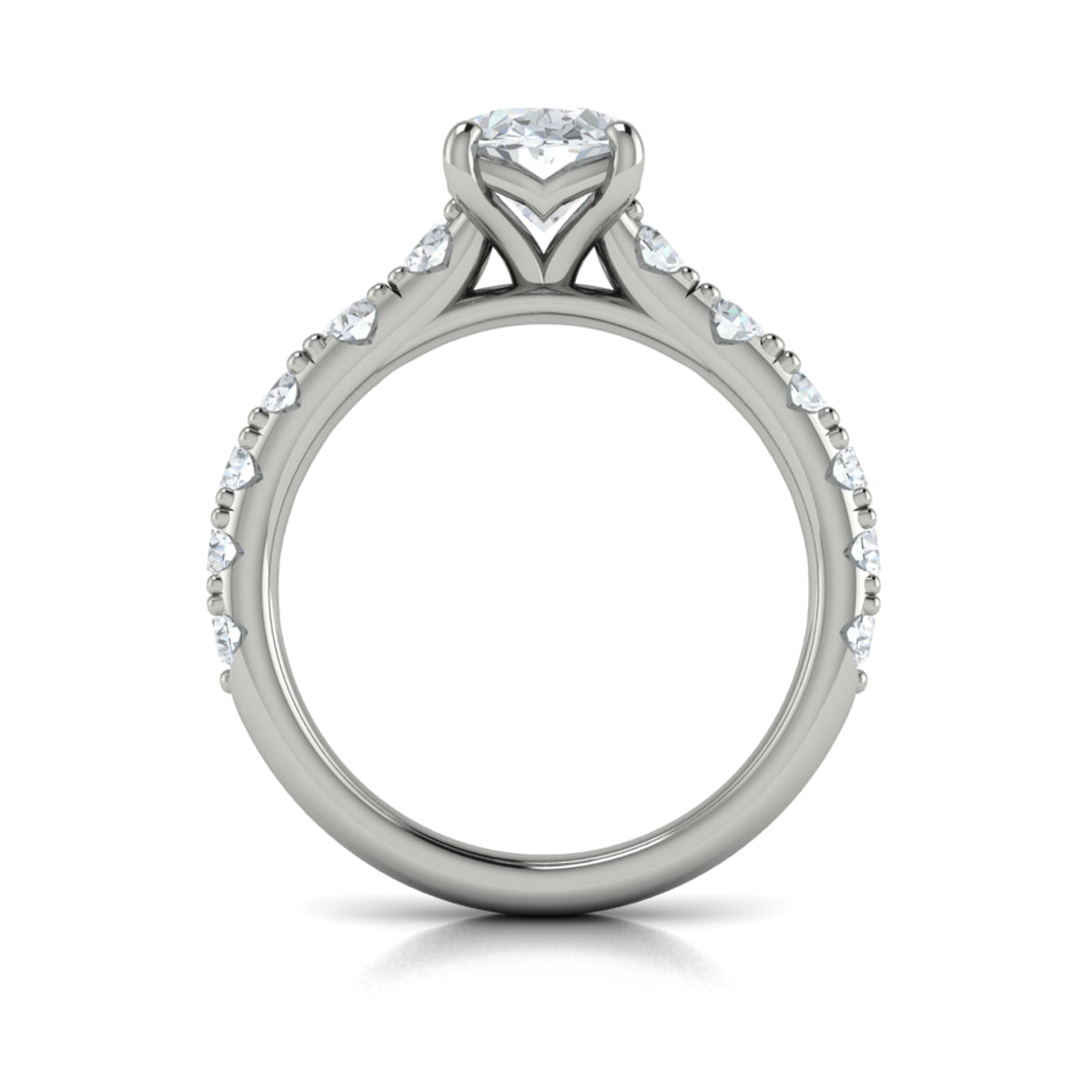 14K White Gold Oval Diamond Womens Engagement Ring