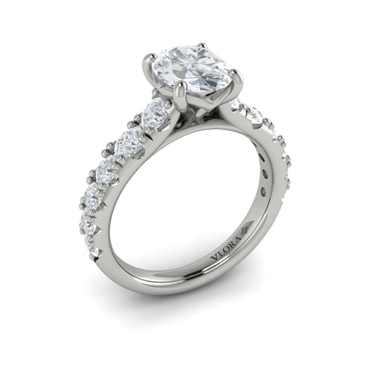 14K White Gold Oval Diamond Womens Engagement Ring