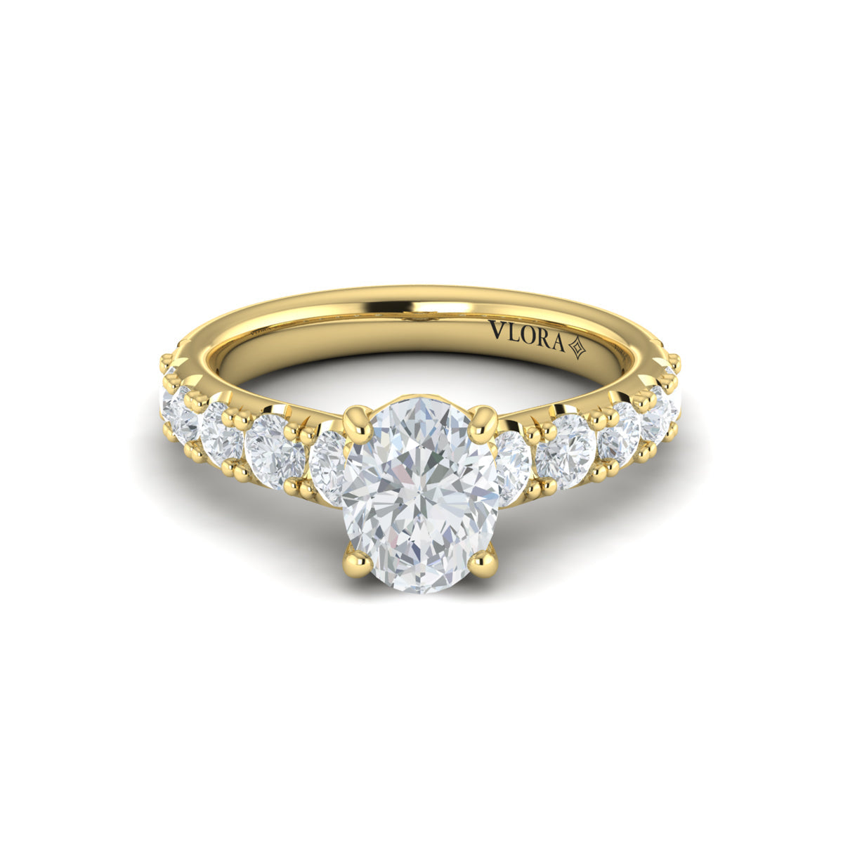 14kt Yellow Gold Oval Diamond Womens Engagement Ring