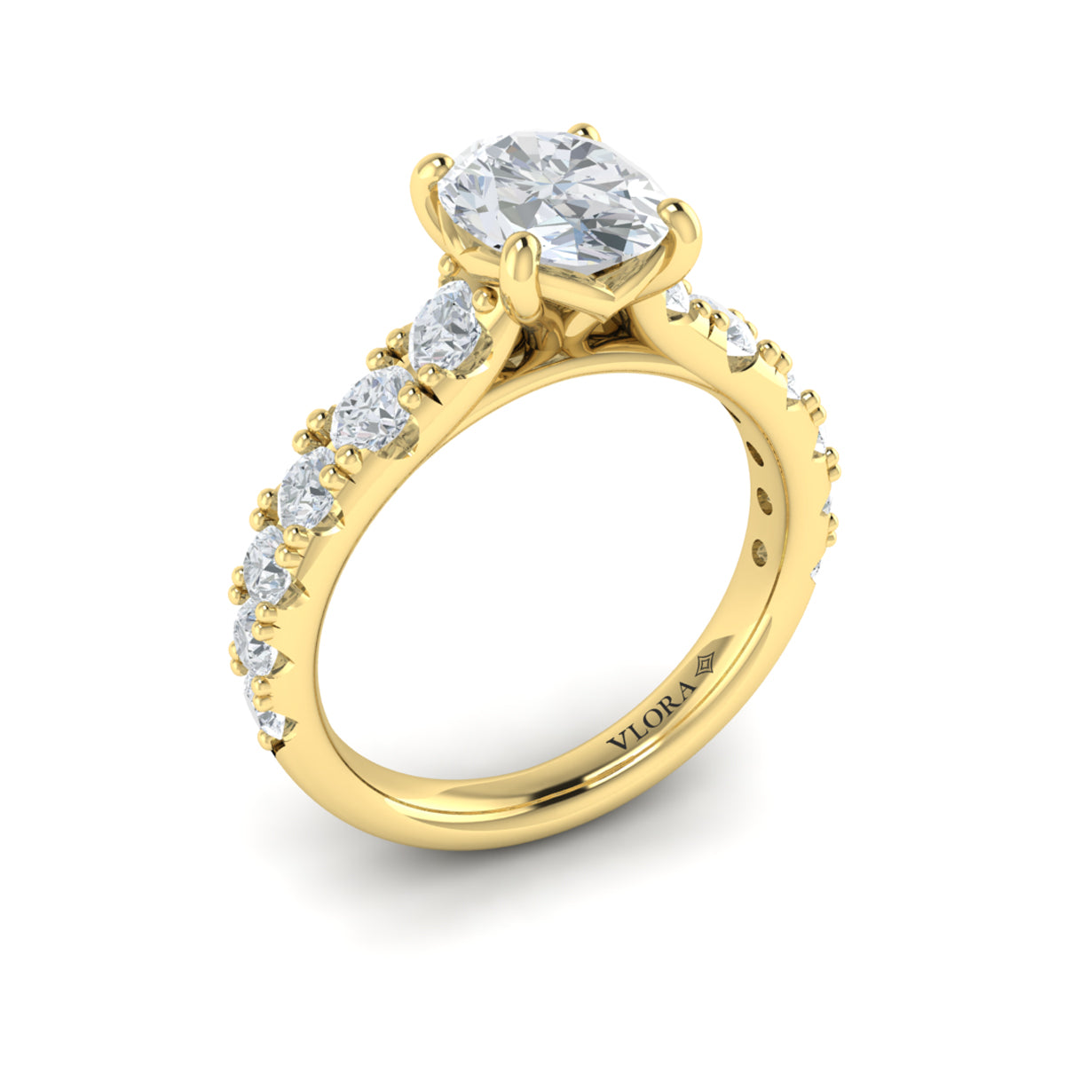 14kt Yellow Gold Oval Diamond Womens Engagement Ring