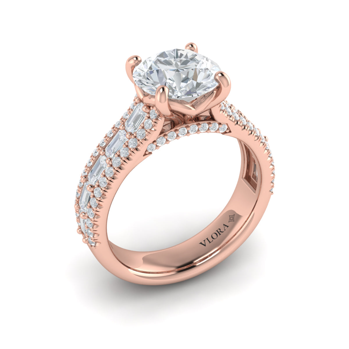 14kt Rose Gold Round Diamond Engagement Ring
