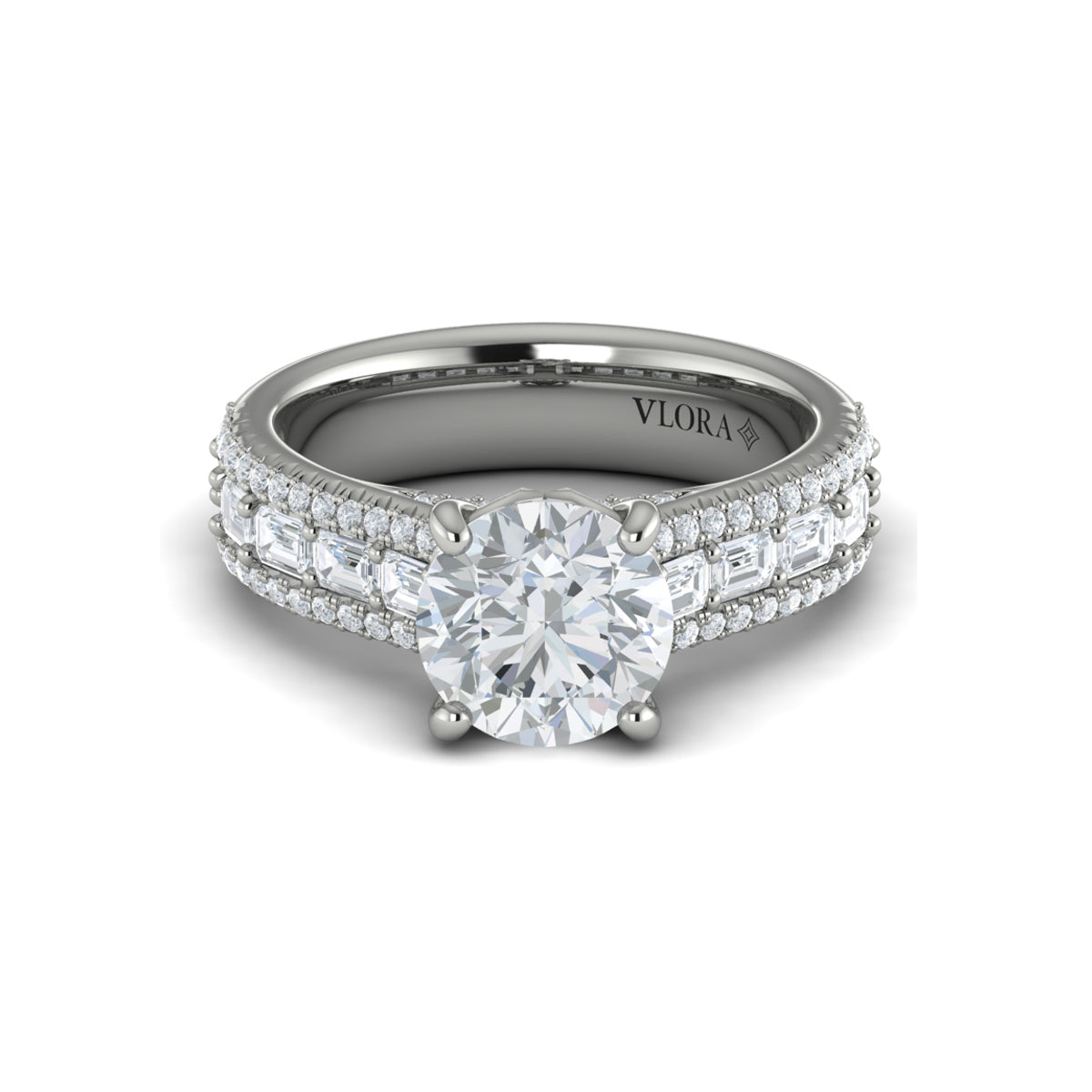 14K White Gold Round Diamond Womens Engagement Ring