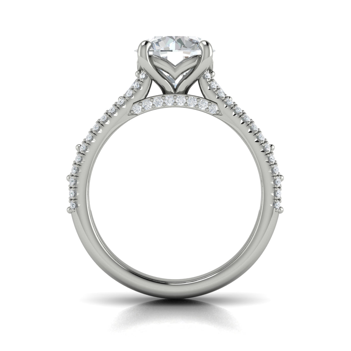 14K White Gold Round Diamond Womens Engagement Ring