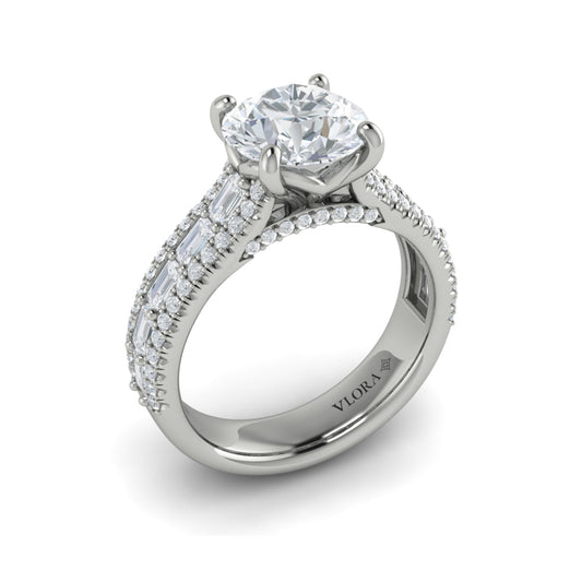 14K White Gold Round Diamond Womens Engagement Ring