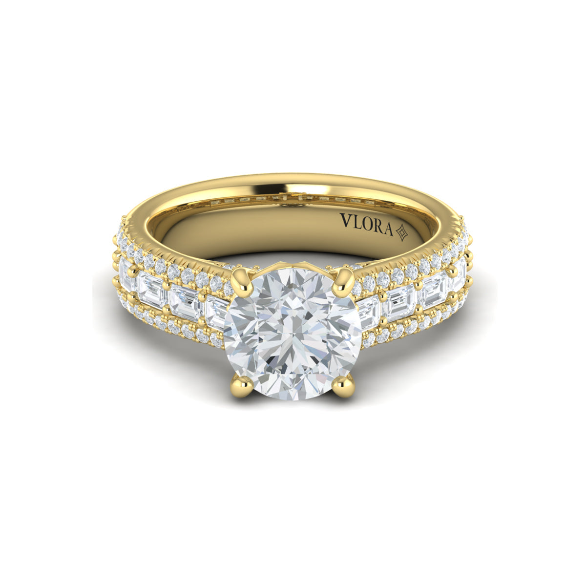 14kt Yellow Gold Round Diamond Womens Engagement Ring