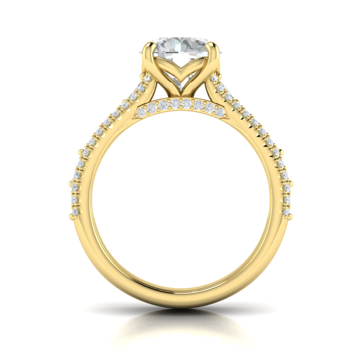 14kt Yellow Gold Round Diamond Womens Engagement Ring