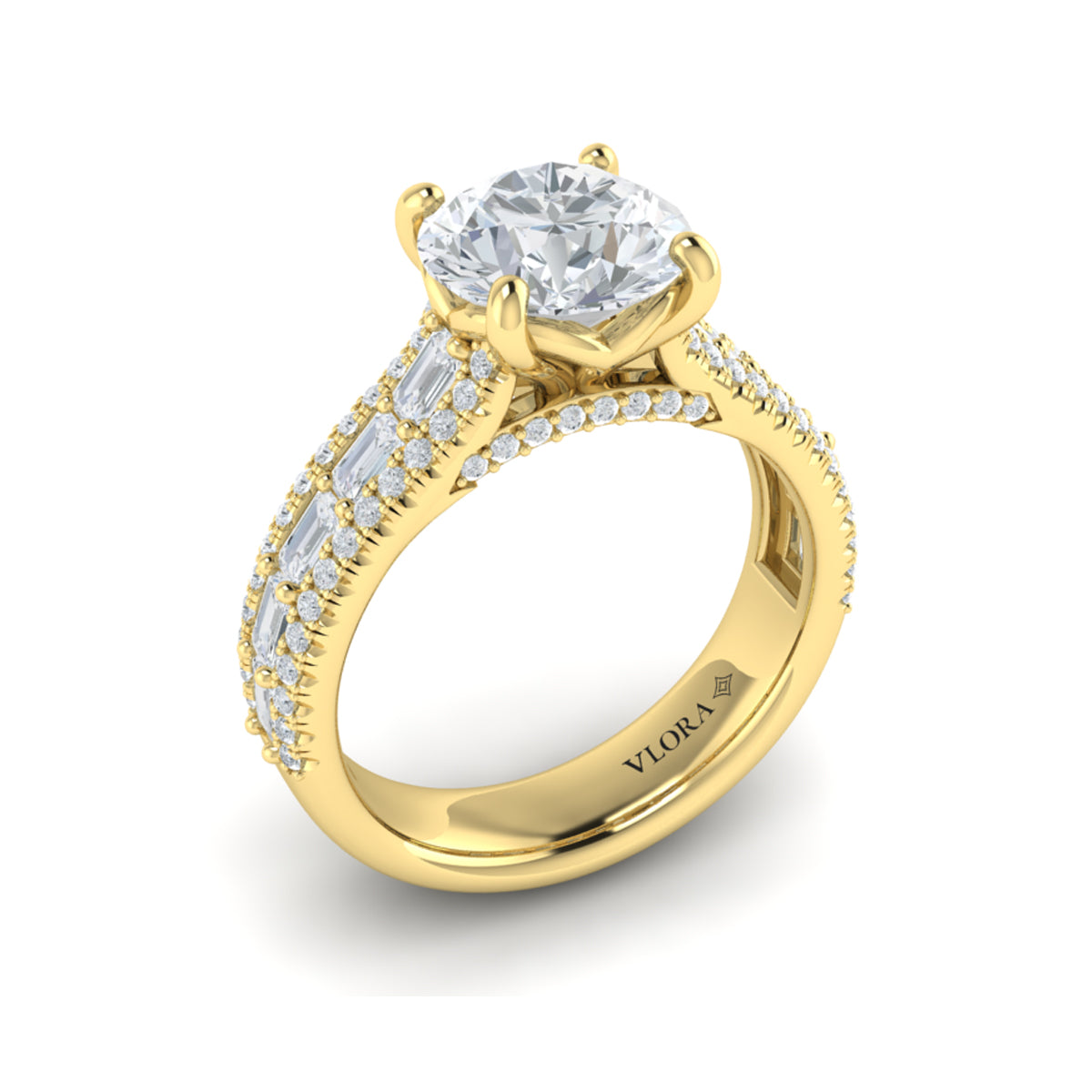 14kt Yellow Gold Round Diamond Womens Engagement Ring