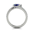 14K White Gold Sapphire Diamond Two-Stone Engagement Ring