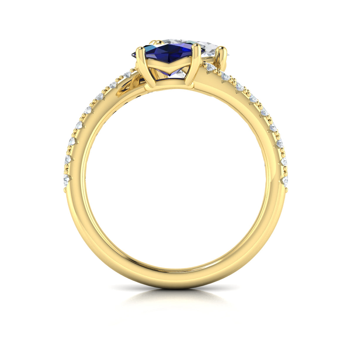 14kt Yellow Gold Toi et Moi Sapphire Diamond Ring