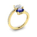 14kt Yellow Gold Toi et Moi Sapphire Diamond Ring