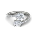 14K White Gold Oval Two-Stone Diamond Engagement Ring