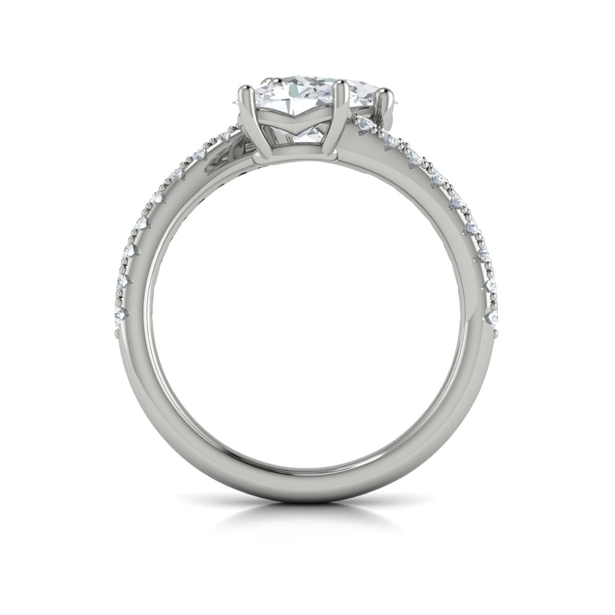 14K White Gold Oval Two-Stone Diamond Engagement Ring