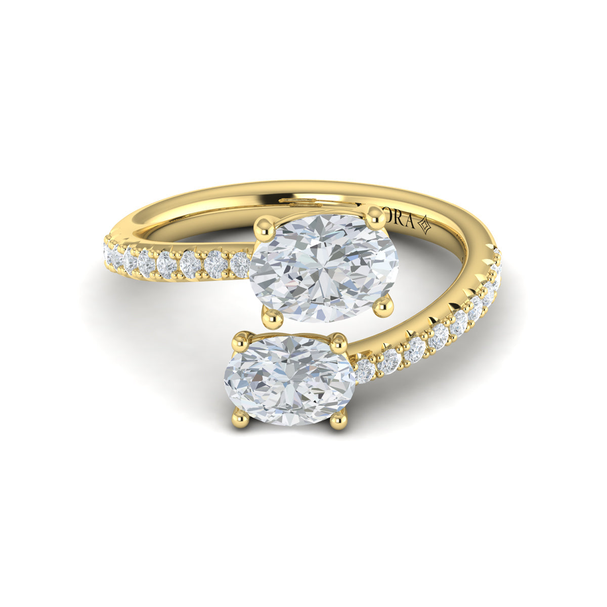 14kt Yellow Gold Oval Two-Stone Kissing Diamond Ring