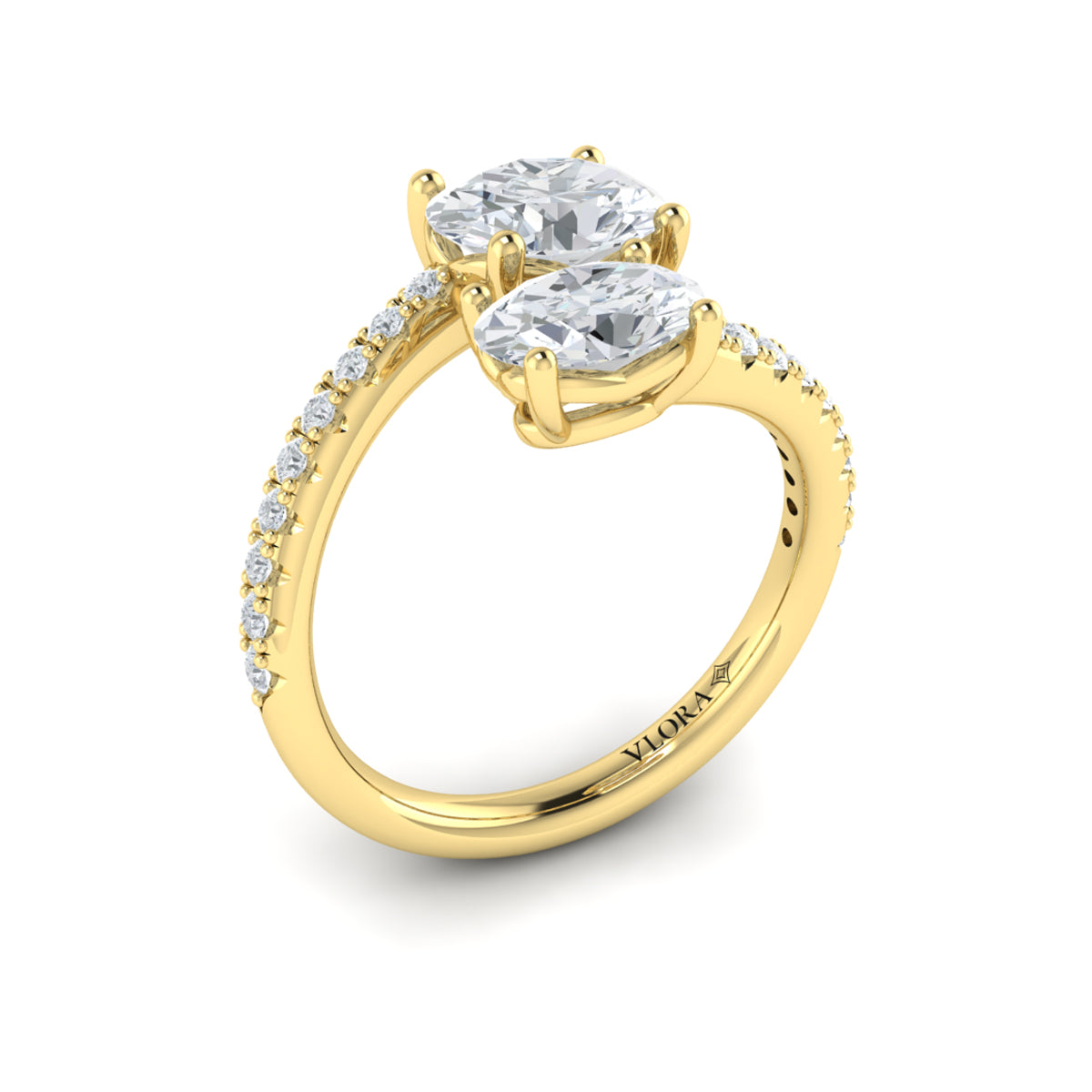 14kt Yellow Gold Oval Two-Stone Kissing Diamond Ring