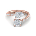 18kt Rose Gold Round and Pear Two-Stone Engagement Ring