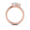 18kt Rose Gold Round and Pear Two-Stone Engagement Ring