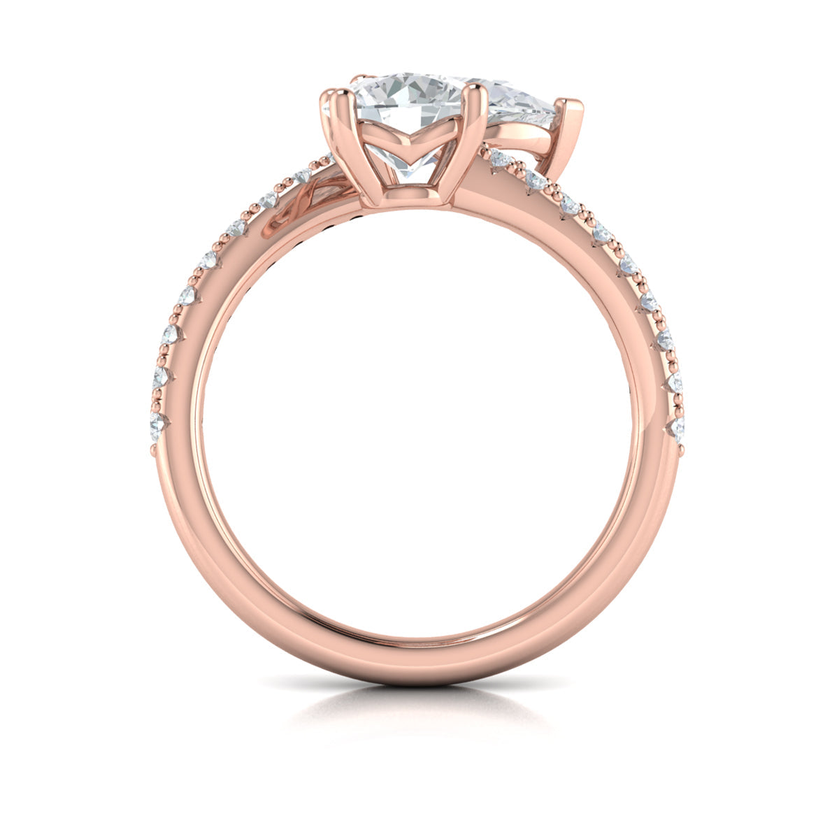 18kt Rose Gold Round and Pear Two-Stone Engagement Ring