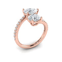 18kt Rose Gold Round and Pear Two-Stone Engagement Ring