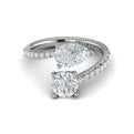 14K White Gold Round & Pear Two-Stone Engagement Ring