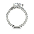 14K White Gold Round & Pear Two-Stone Engagement Ring