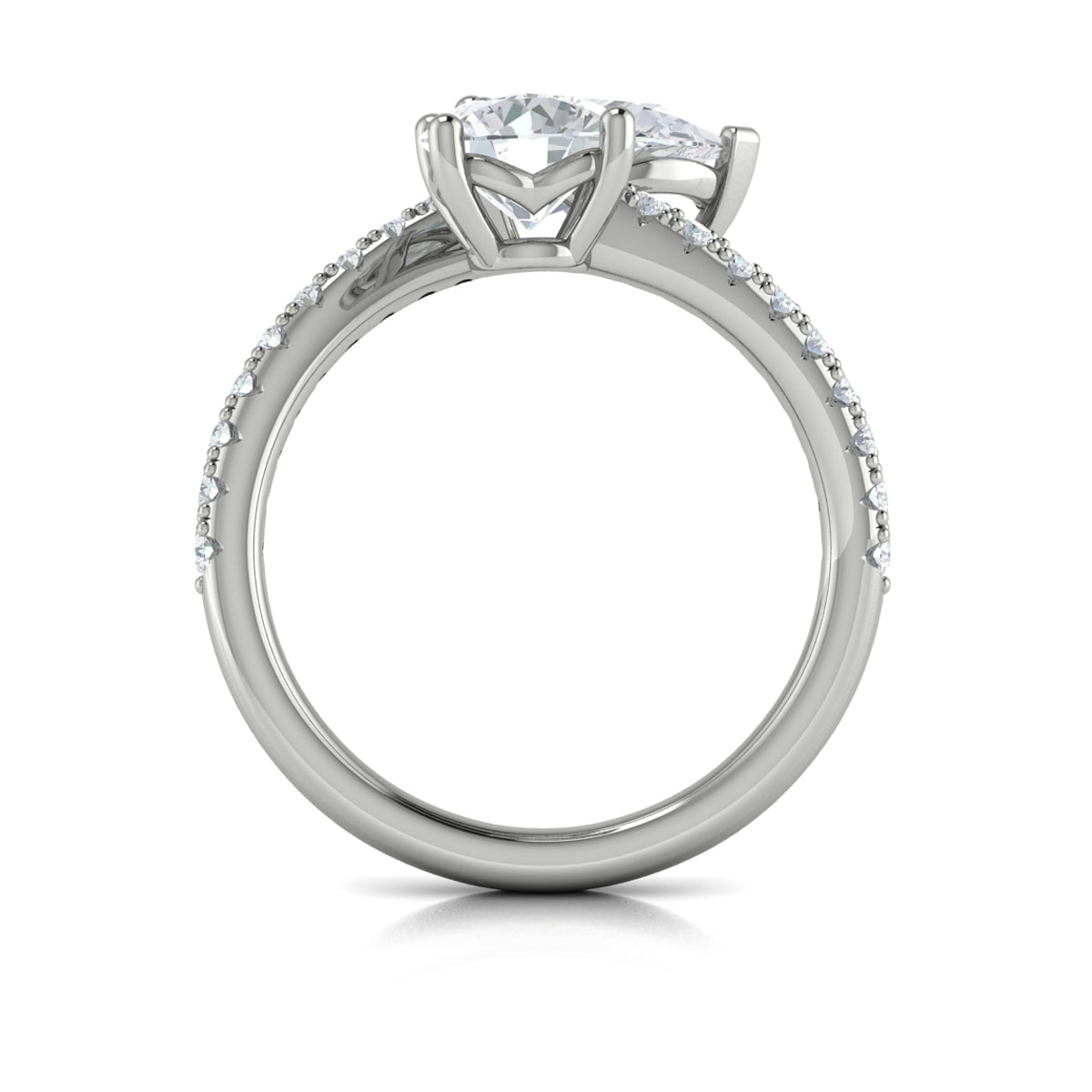 14K White Gold Round & Pear Two-Stone Engagement Ring