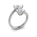 14K White Gold Round & Pear Two-Stone Engagement Ring