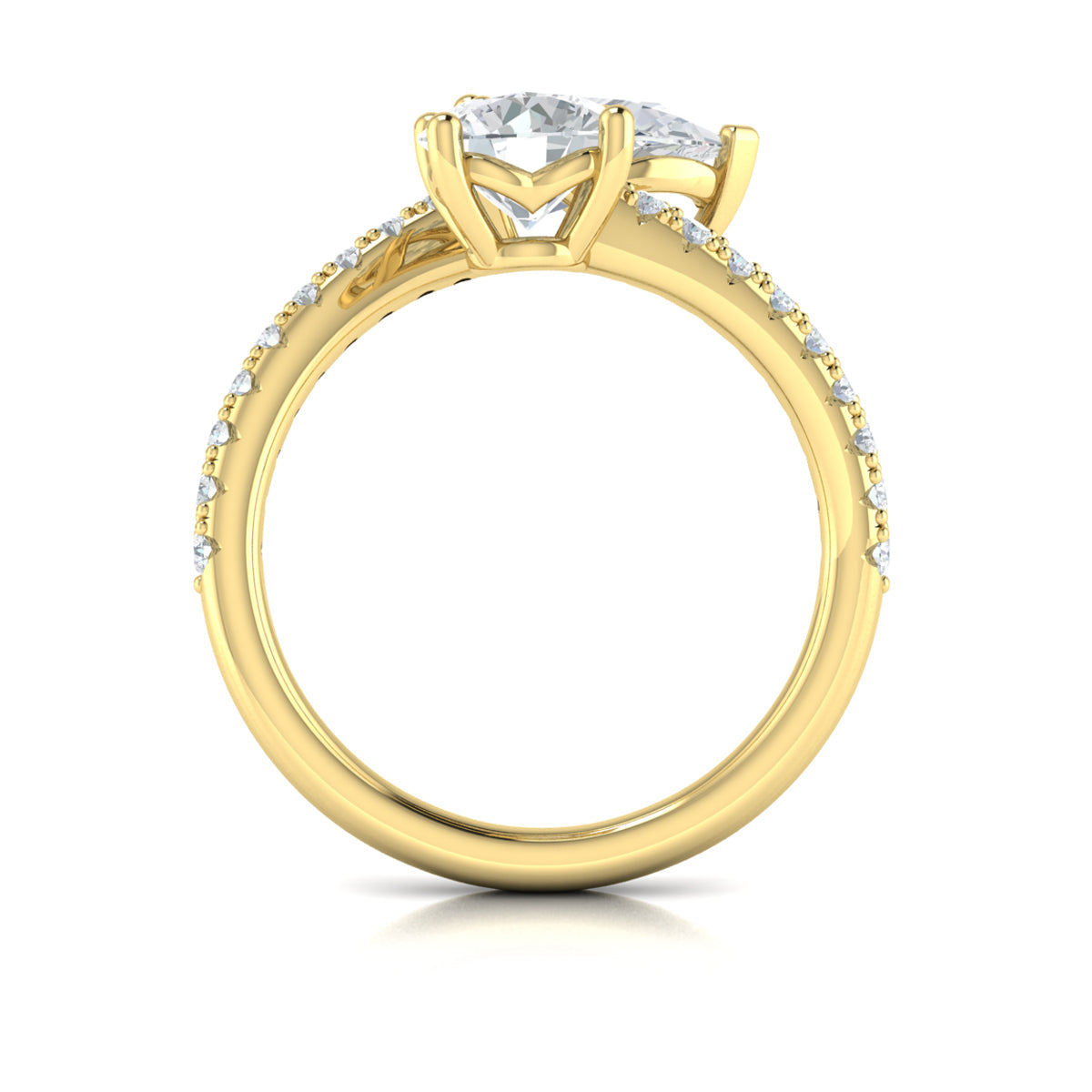 18kt Yellow Gold Round and Pear Two-Stone Engagement Ring