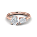 14kt Rose Gold Oval Pear Two Stone Engagement Ring