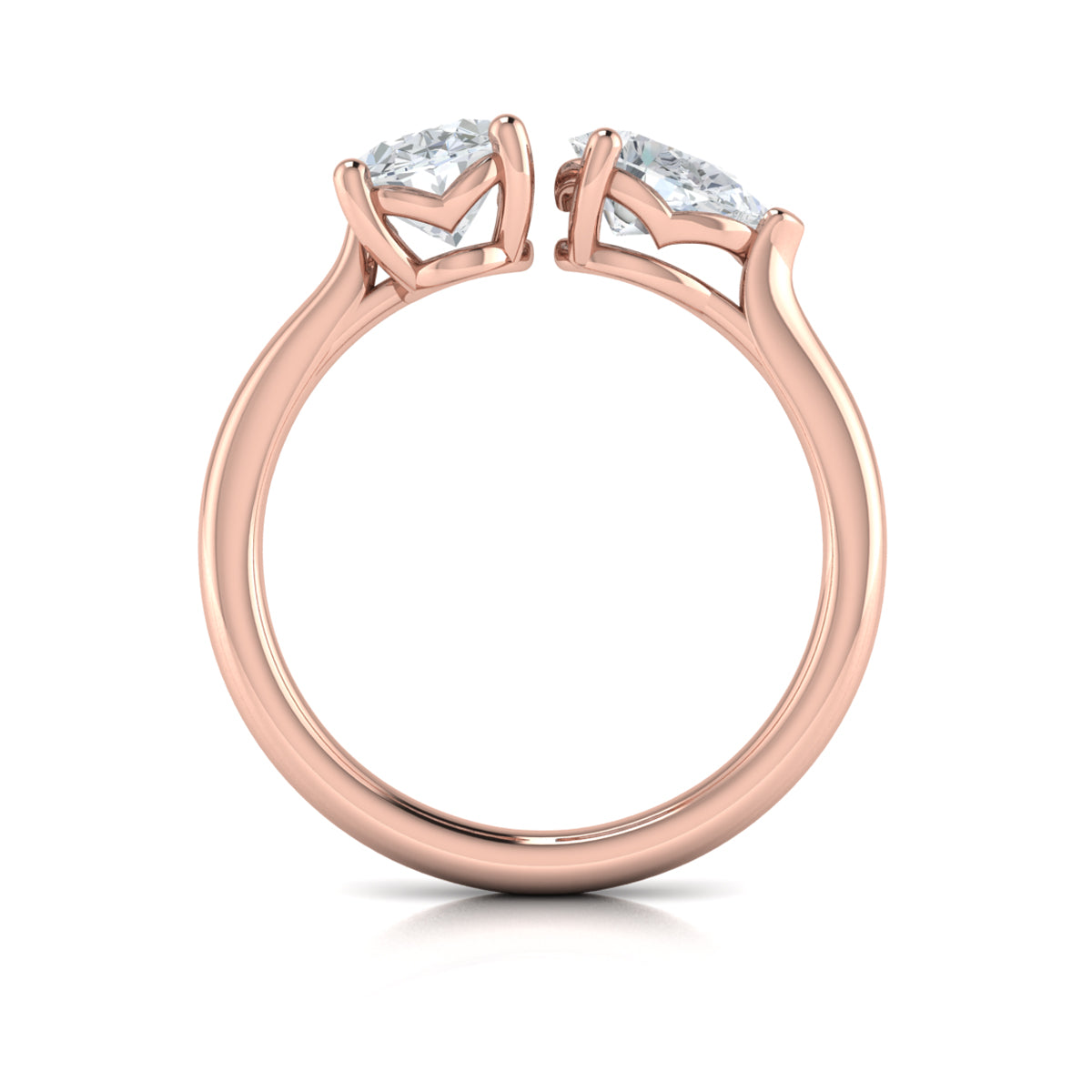 14kt Rose Gold Oval Pear Two Stone Engagement Ring