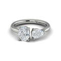14K White Gold Oval Pear Two-Stone Engagement Ring