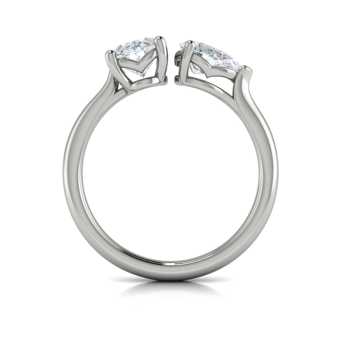 14K White Gold Oval Pear Two-Stone Engagement Ring