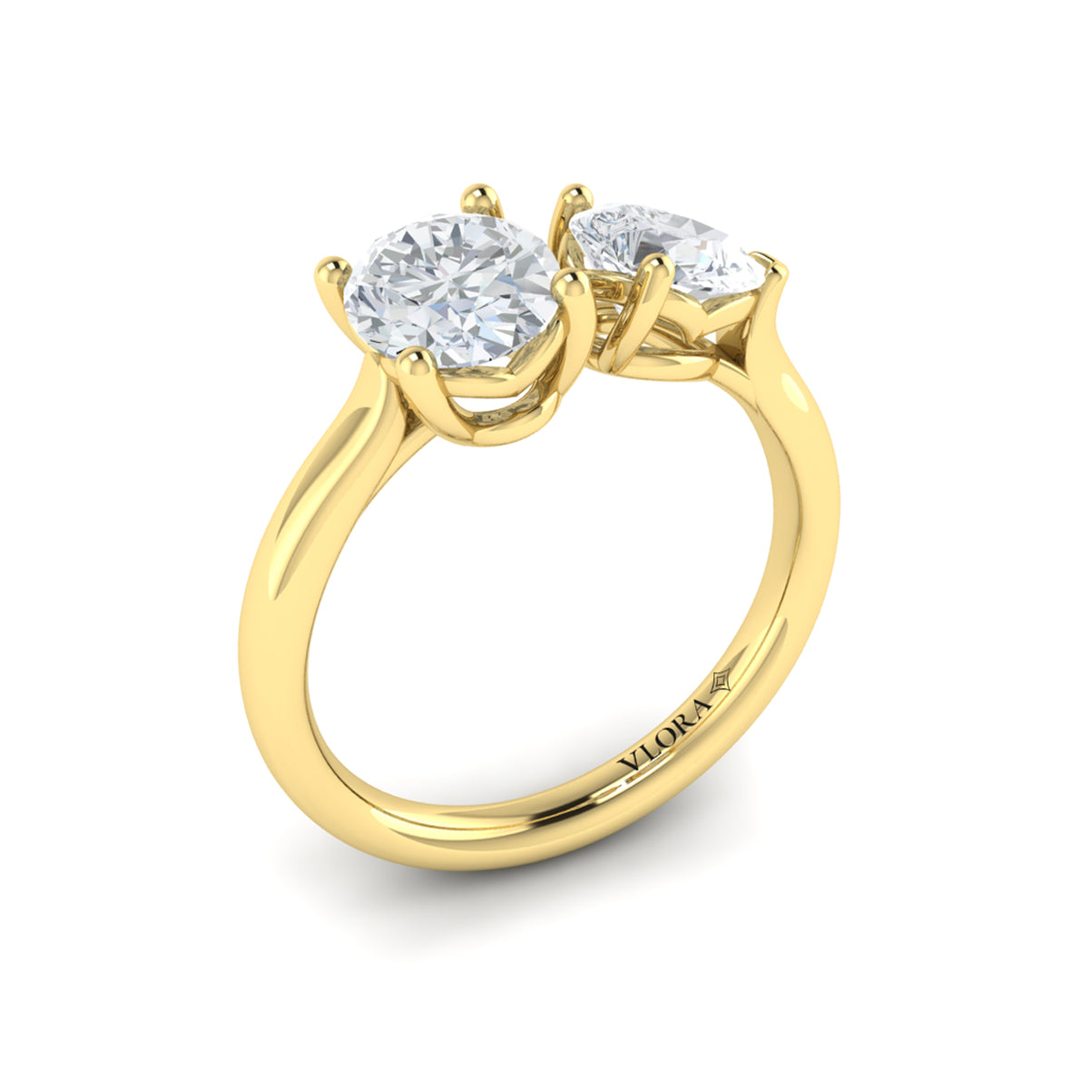 14kt Yellow Gold Oval Pear Two Stone Engagement Ring