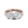 18kt Rose Gold Oval Pear Two-Stone Engagement Ring