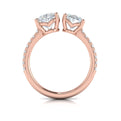 18kt Rose Gold Oval Pear Two-Stone Engagement Ring