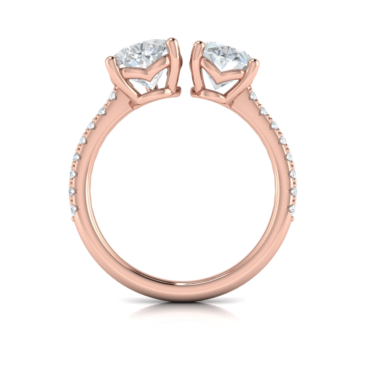 18kt Rose Gold Oval Pear Two-Stone Engagement Ring