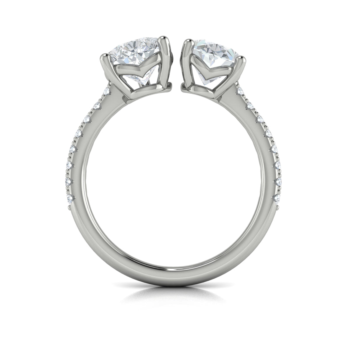 14K White Gold Oval Pear Two-Stone Diamond Engagement Ring