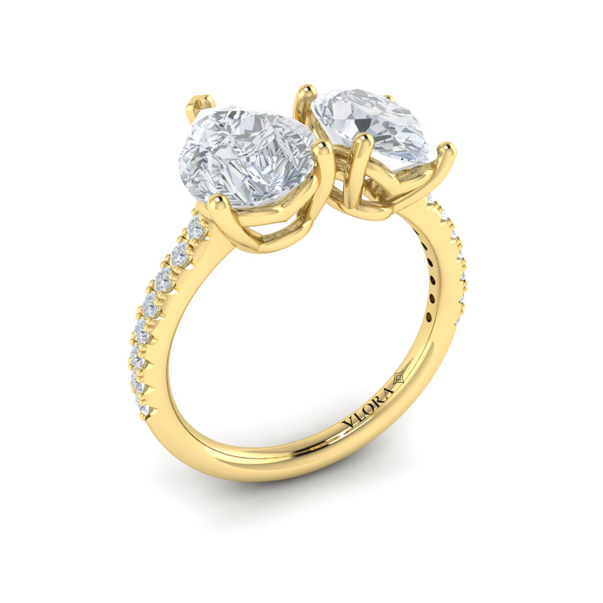 14kt Yellow Gold Oval Pear Two-Stone Engagement Ring