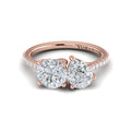 18kt Rose Gold Pear Round Two-Stone Diamond Engagement Ring