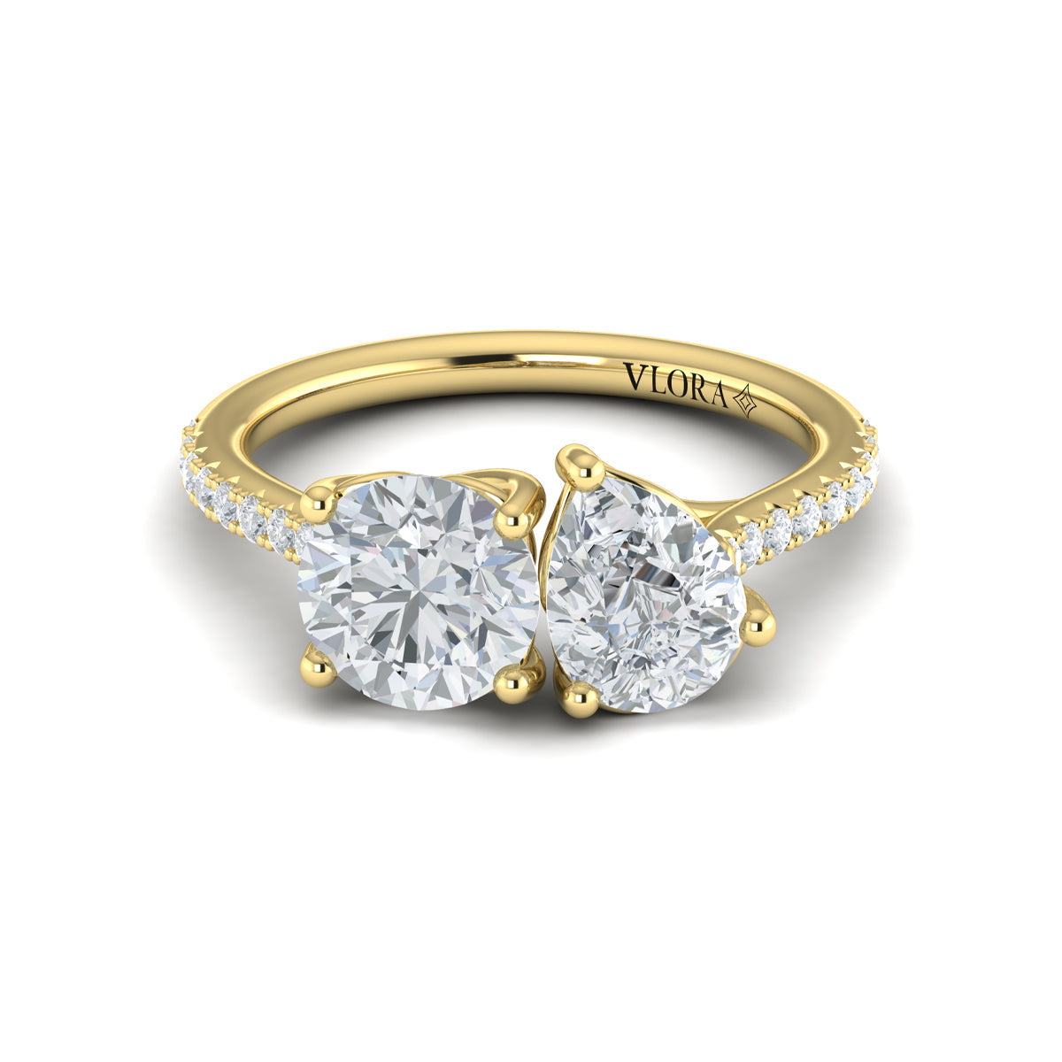 14kt Yellow Gold Pear Round Two-Stone Diamond Ring