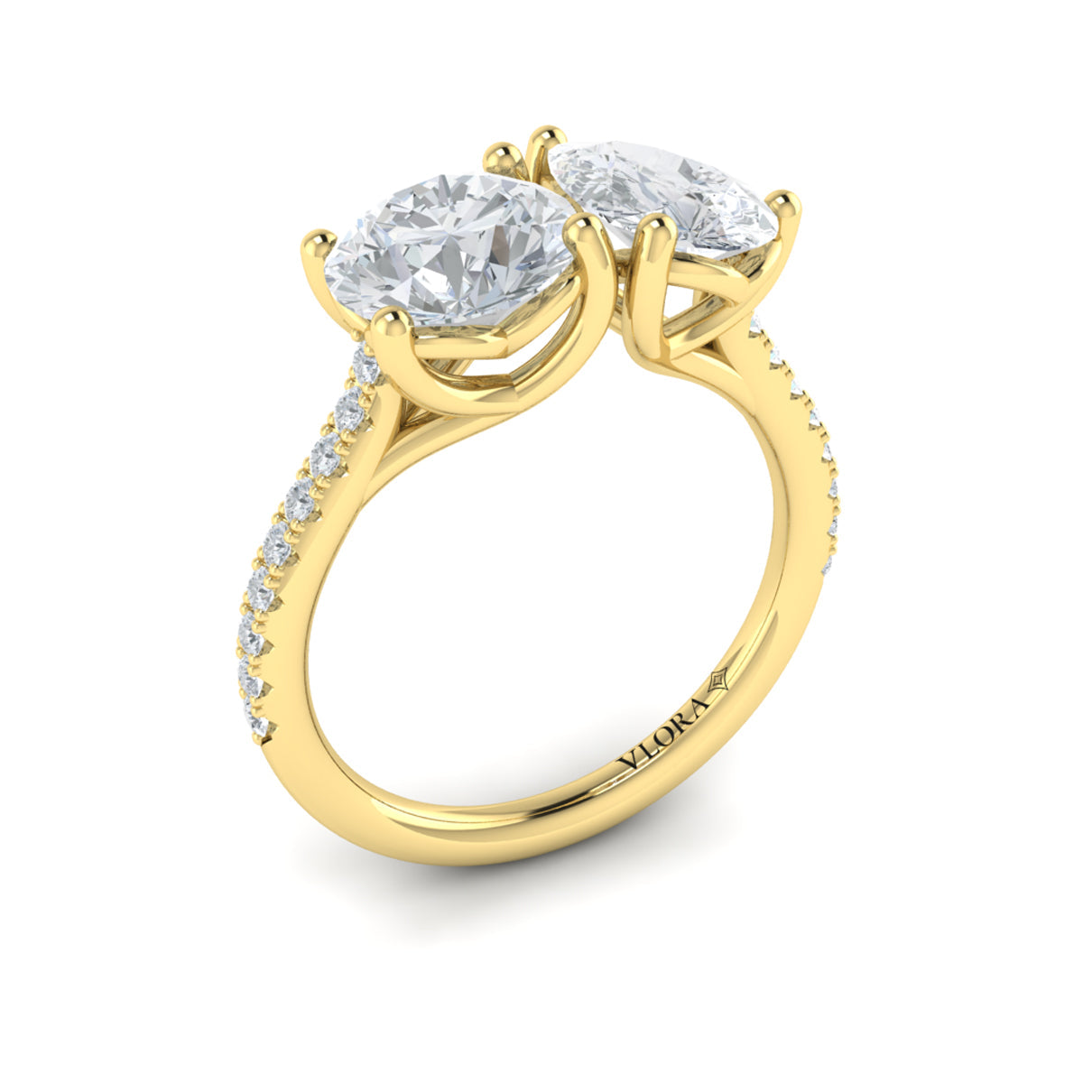 14kt Yellow Gold Pear Round Two-Stone Diamond Ring
